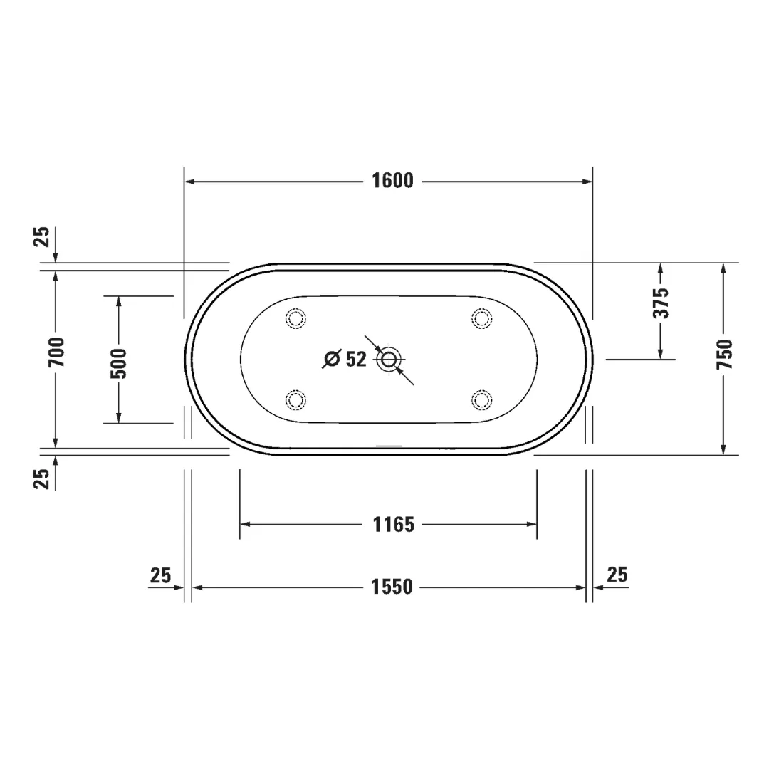 Bồn tắm đặt sàn 1600 x 750mm D-Neo