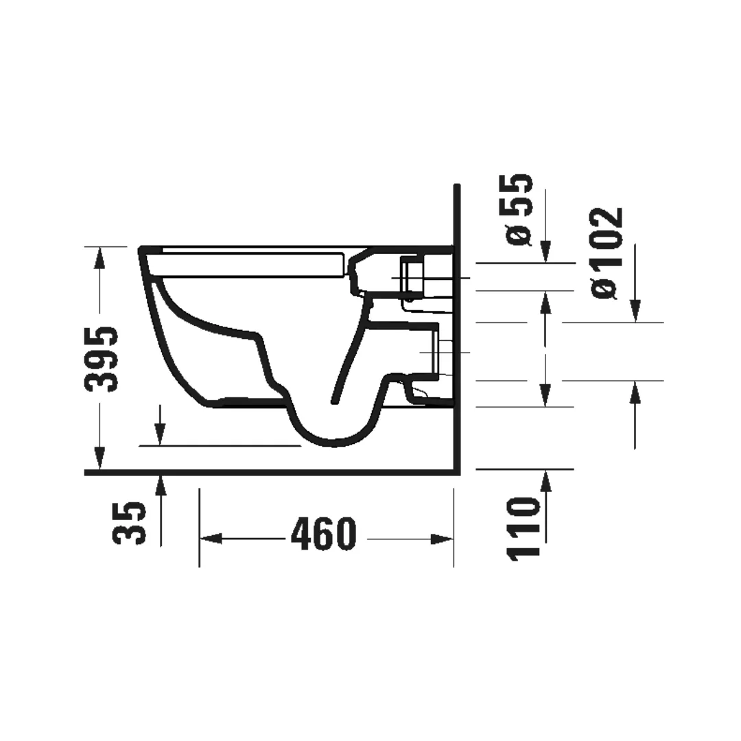 Bồn cầu treo tường 365x570mm, xả không vành, xả thẳng - Aurena