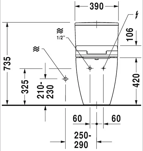 Bồn cầu đặt sàn một khối Darling New kết hợp với nắp điện tử