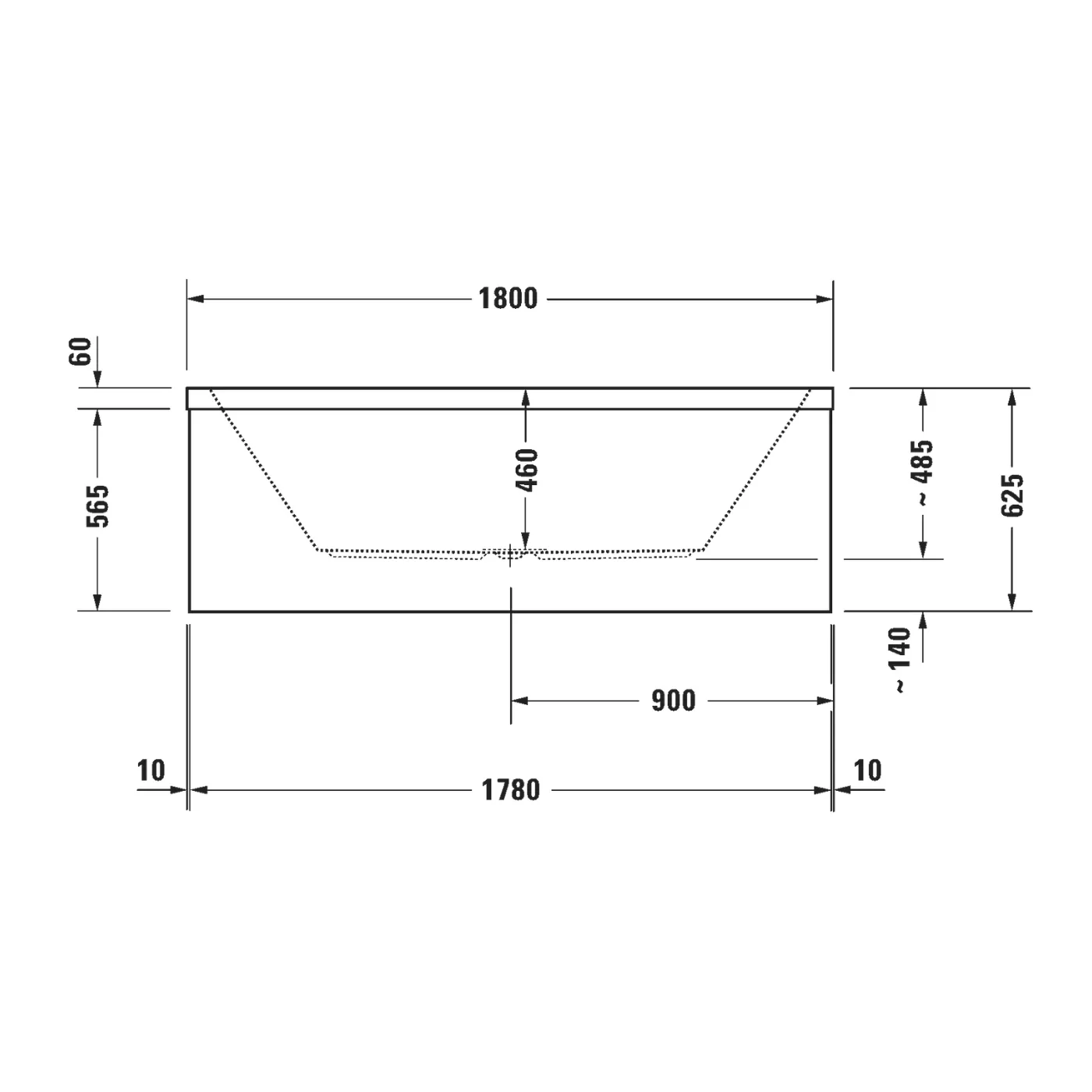 Bồn tắm xây 1800 x 900 mm - Starck Tubs