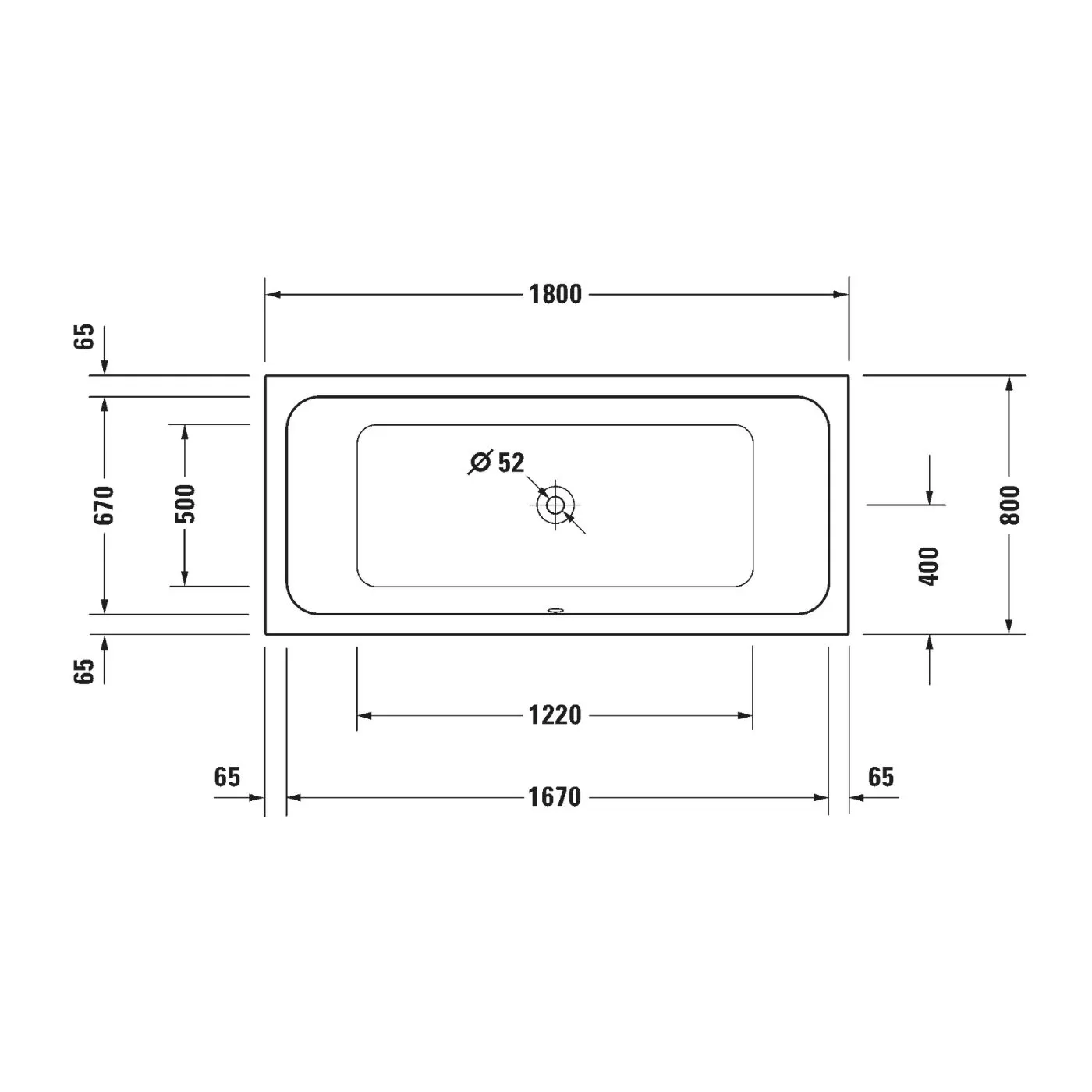 Bồn tắm dựa tường massage 1800x800mm-D-Code