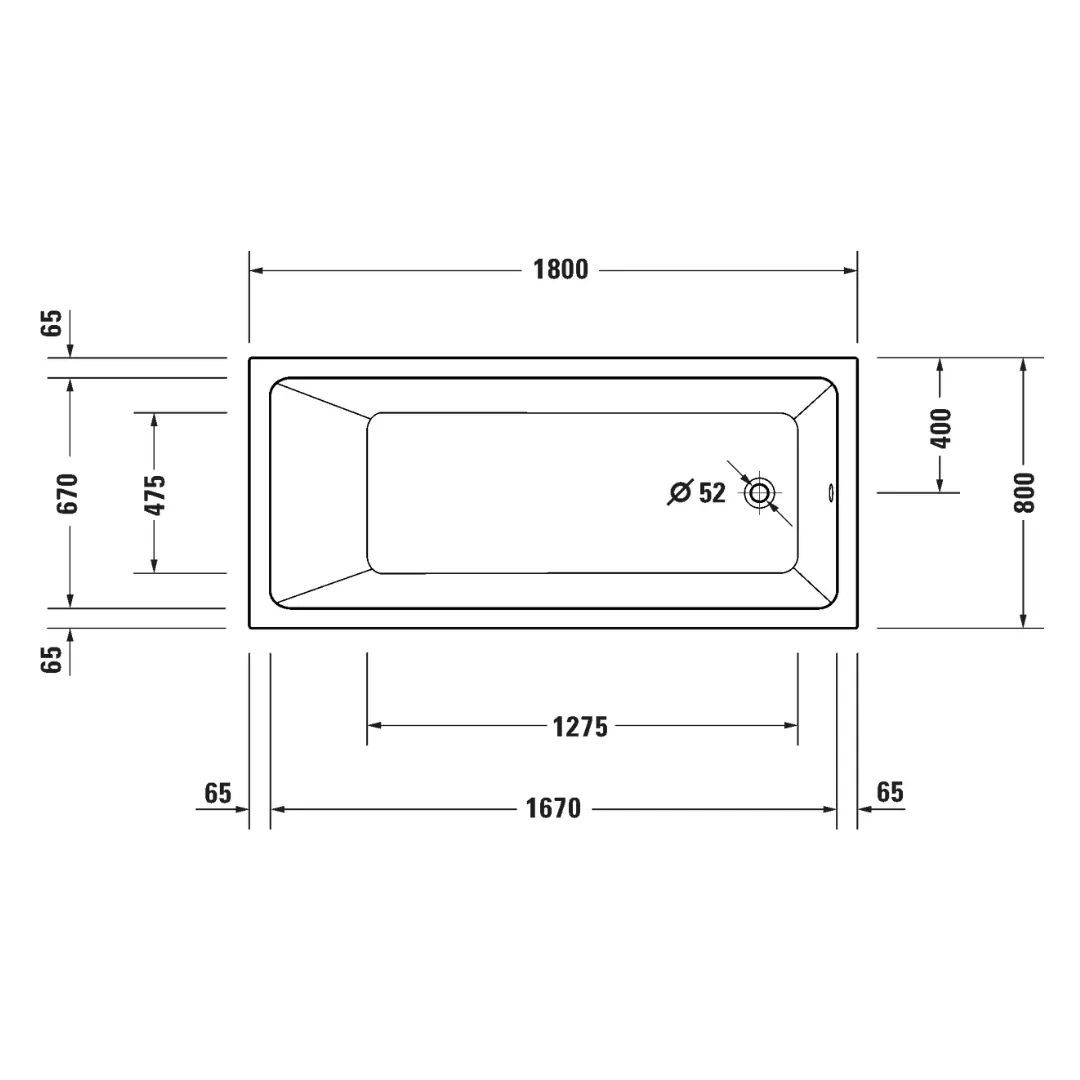 Bồn tắm xây 1800 x 800 mm -  Duravit No.1