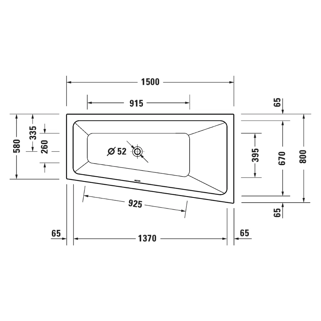 Bồn tắm xây massage sục khí 1500 x 800 mm - Duravit No.1