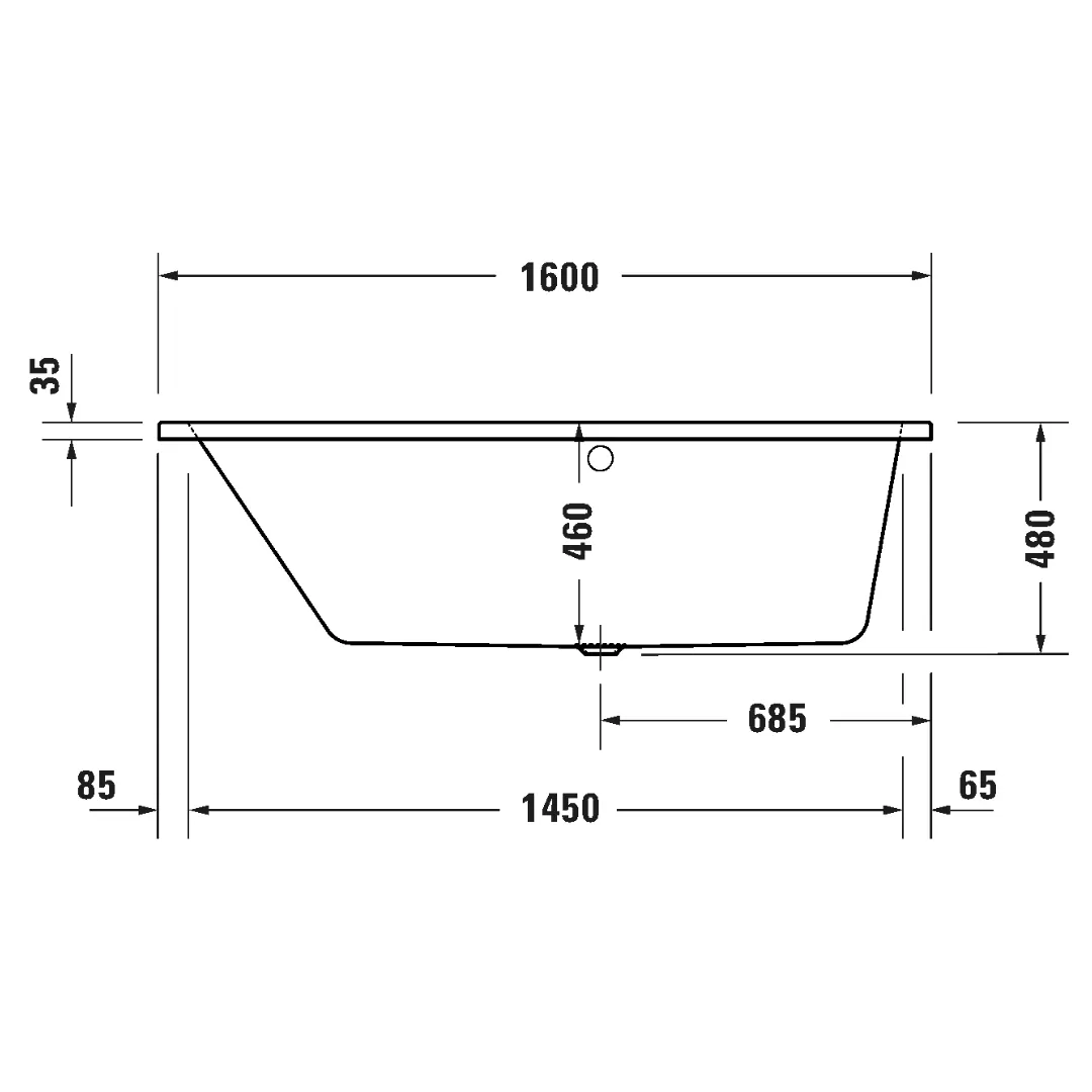 Bồn tắm xây massage sục khí 1600 x 850 mm - Duravit No.1