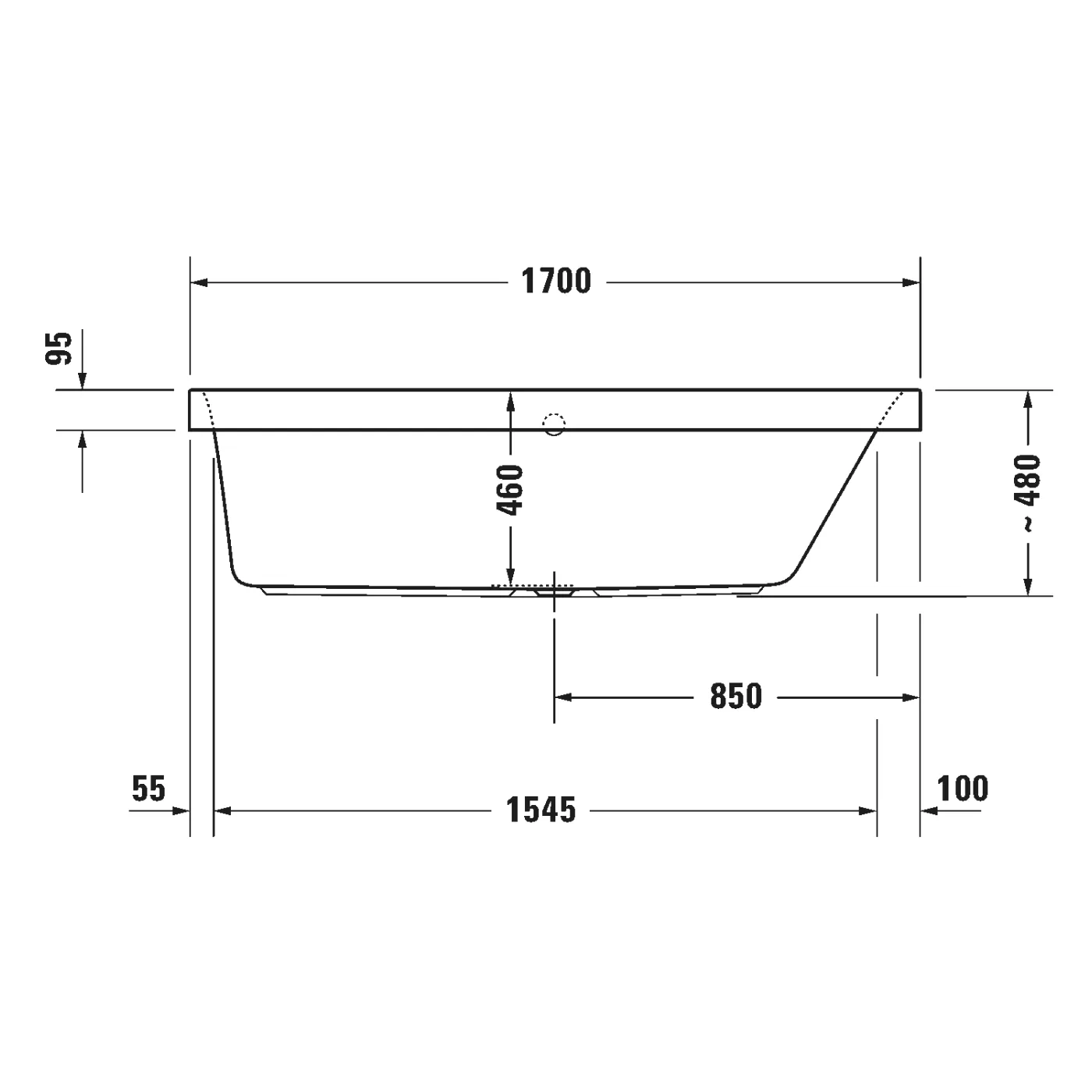 Bồn tắm xây 1700 x 700mm - Happy D.2