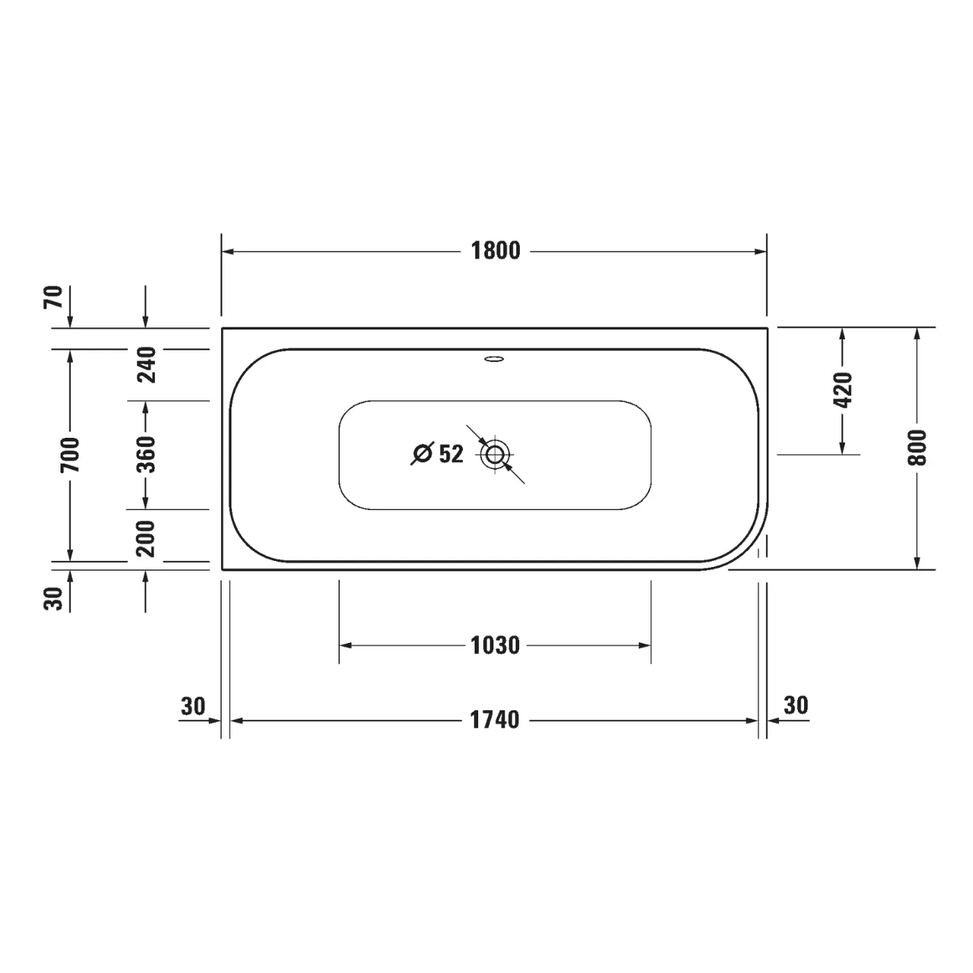 Bồn tắm massage sục khí 1800 x 800mm - Happy D.2