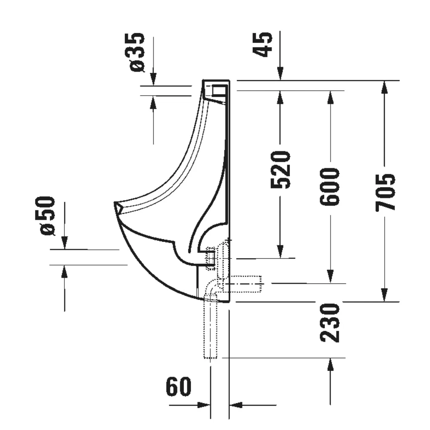 Bồn tiểu nam treo tường - Universal