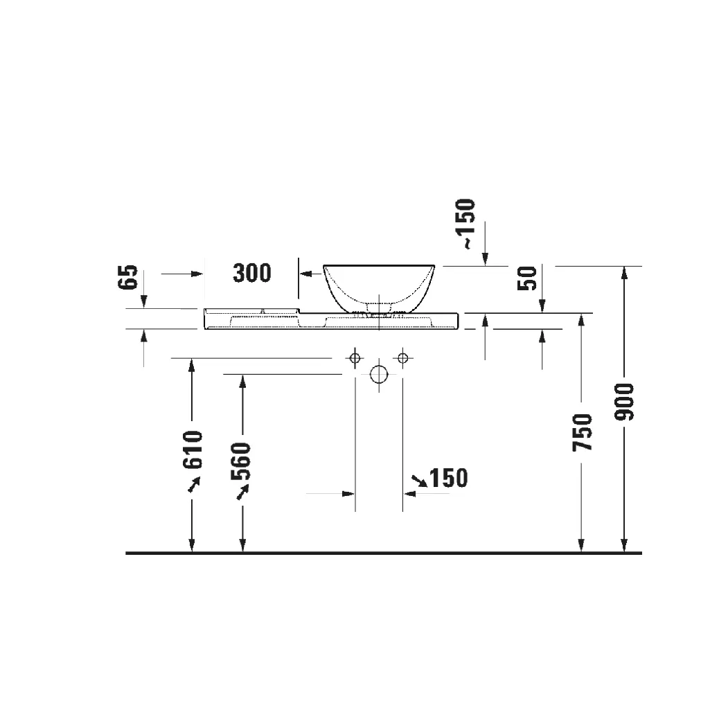 Chậu rửa đặt bàn 800x500mm, Có Lỗ thoát tràn - Aurena