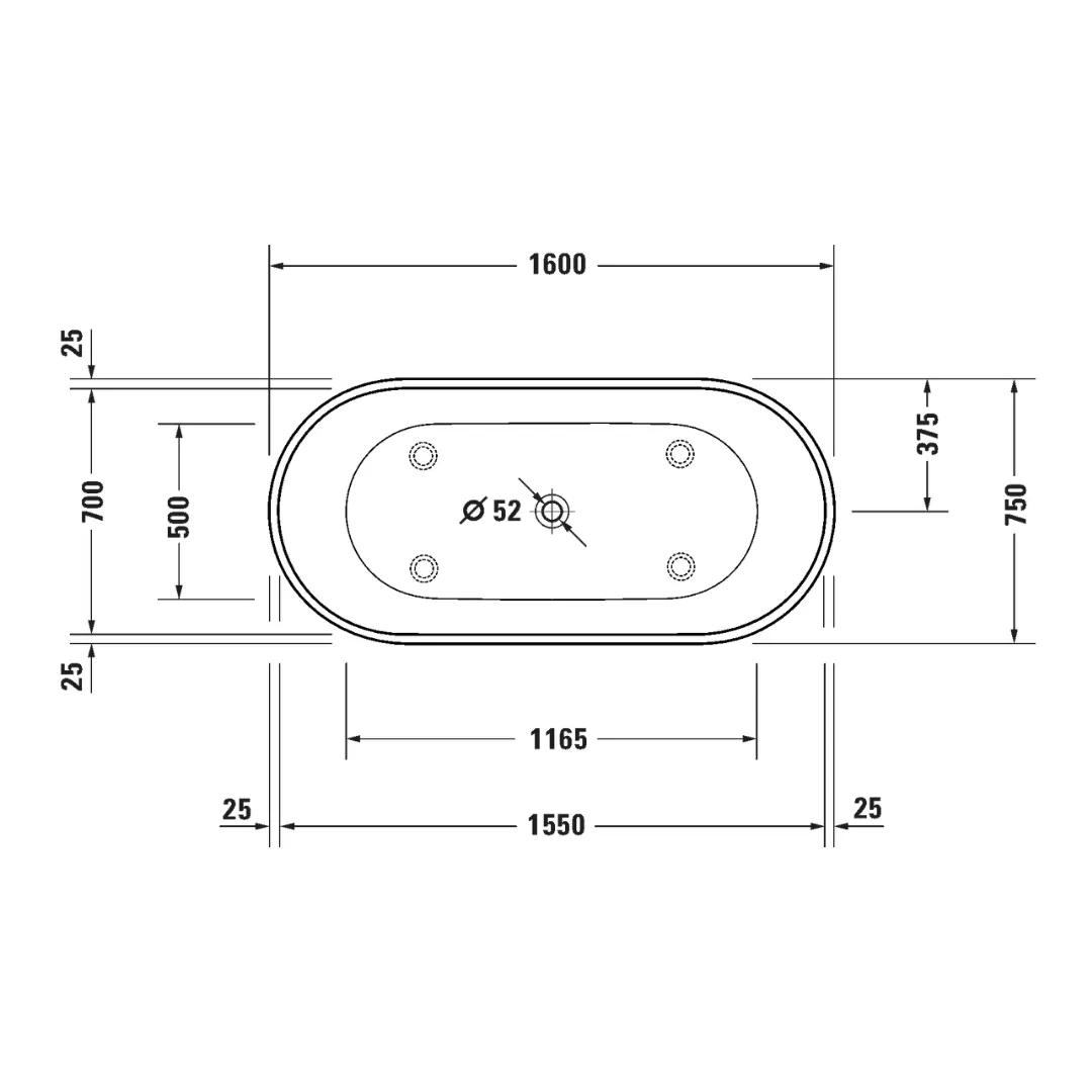 Bồn tắm đặt sàn 1600 x 750mm D-Neo