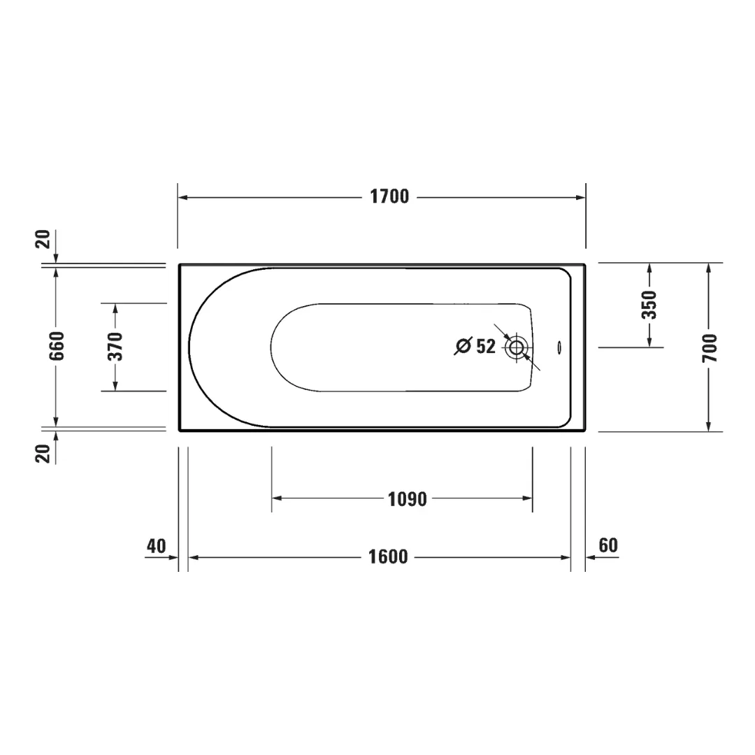 Bồn tắm xây 1700 x 700mm - D-Neo