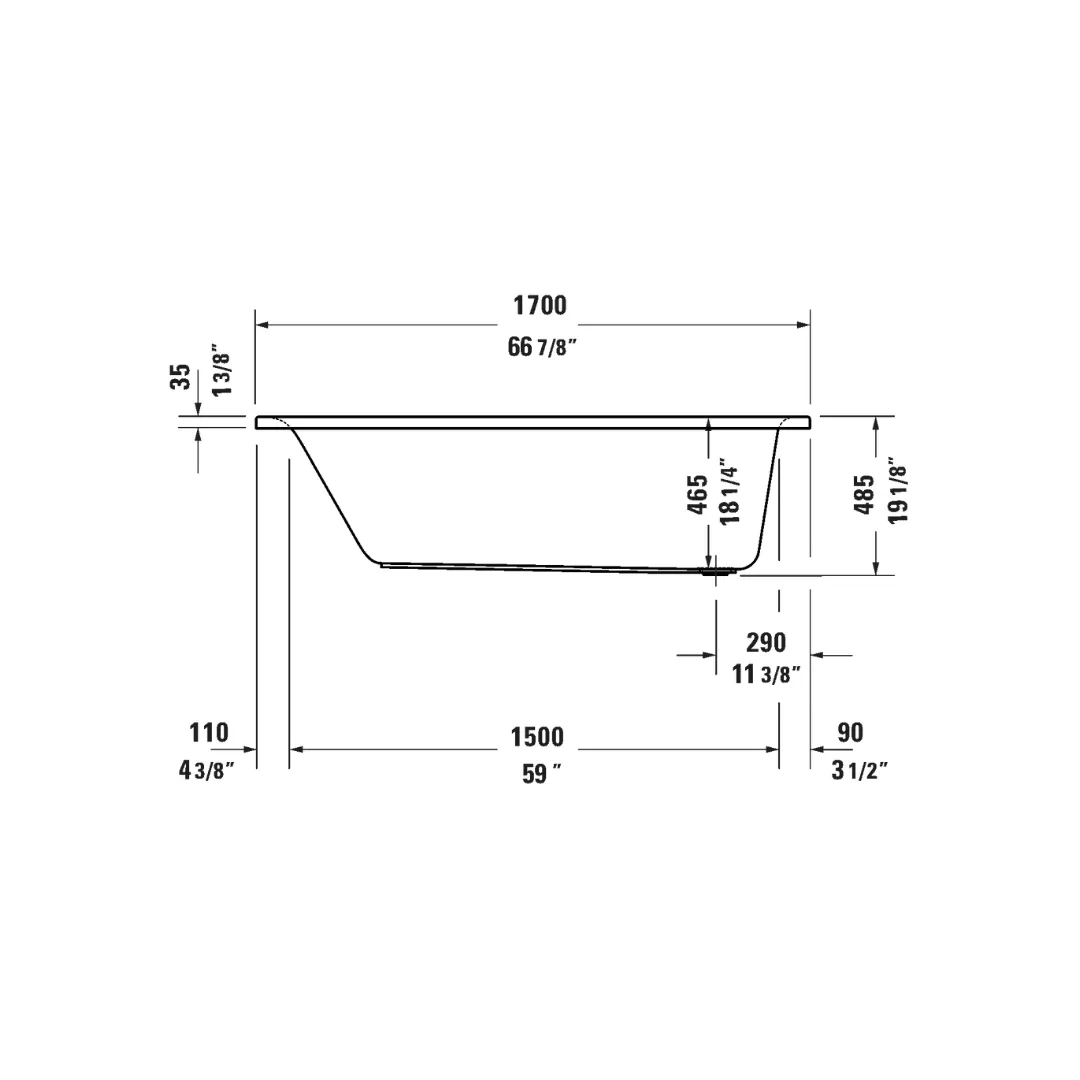 Bồn tắm xây 1700 x 700mm - D-Neo