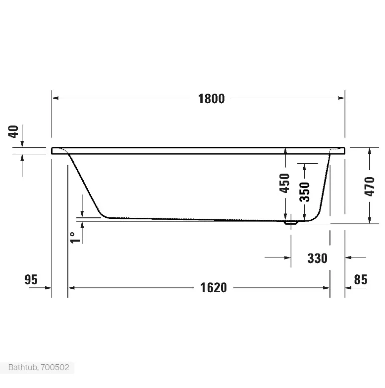 Bồn tắm Soleil by Starck Bathtub #700502 1800 x 800 mm
