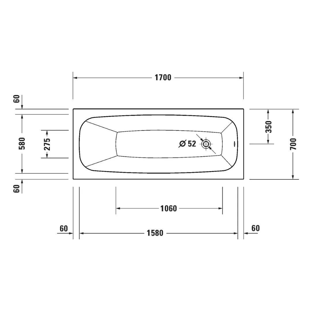 Bồn tắm xây 1700 x 700 mm - Aurena