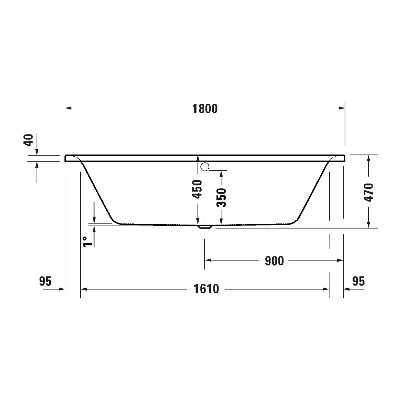 Bồn tắm xây 1800 x 800 mm - Soleil by Starck