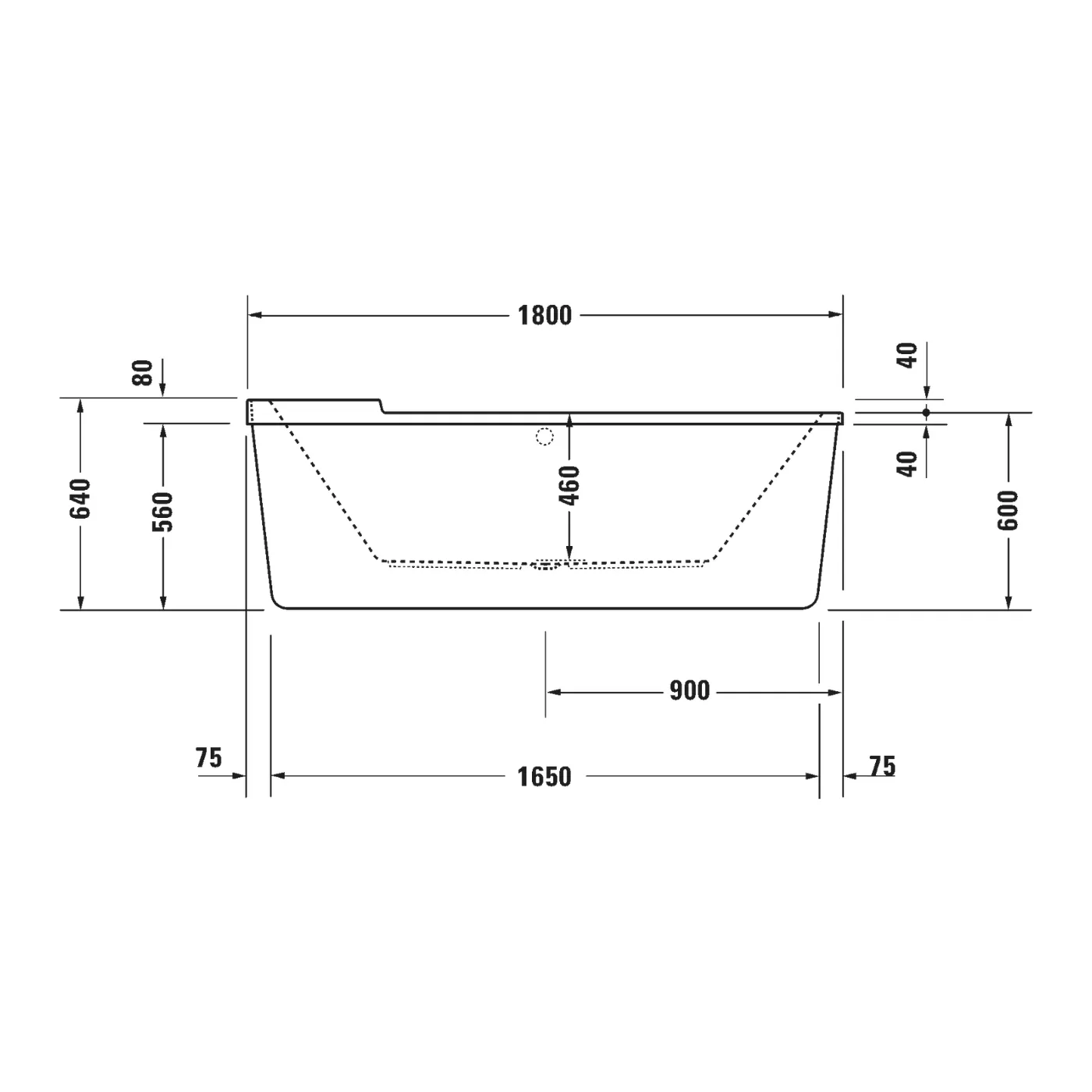 Bồn tắm xây 1800 x 800 mm - Starck Tubs