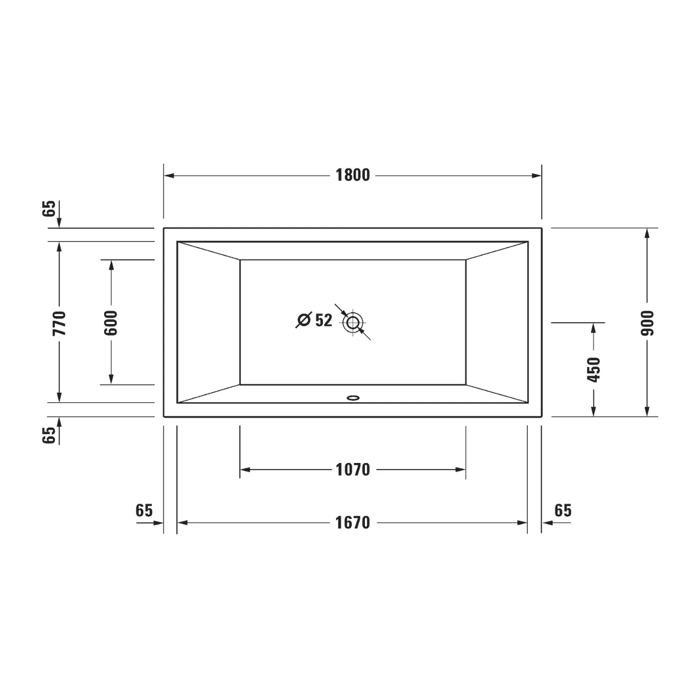 Bồn tắm xây 1800 x 900 mm - Starck Tubs