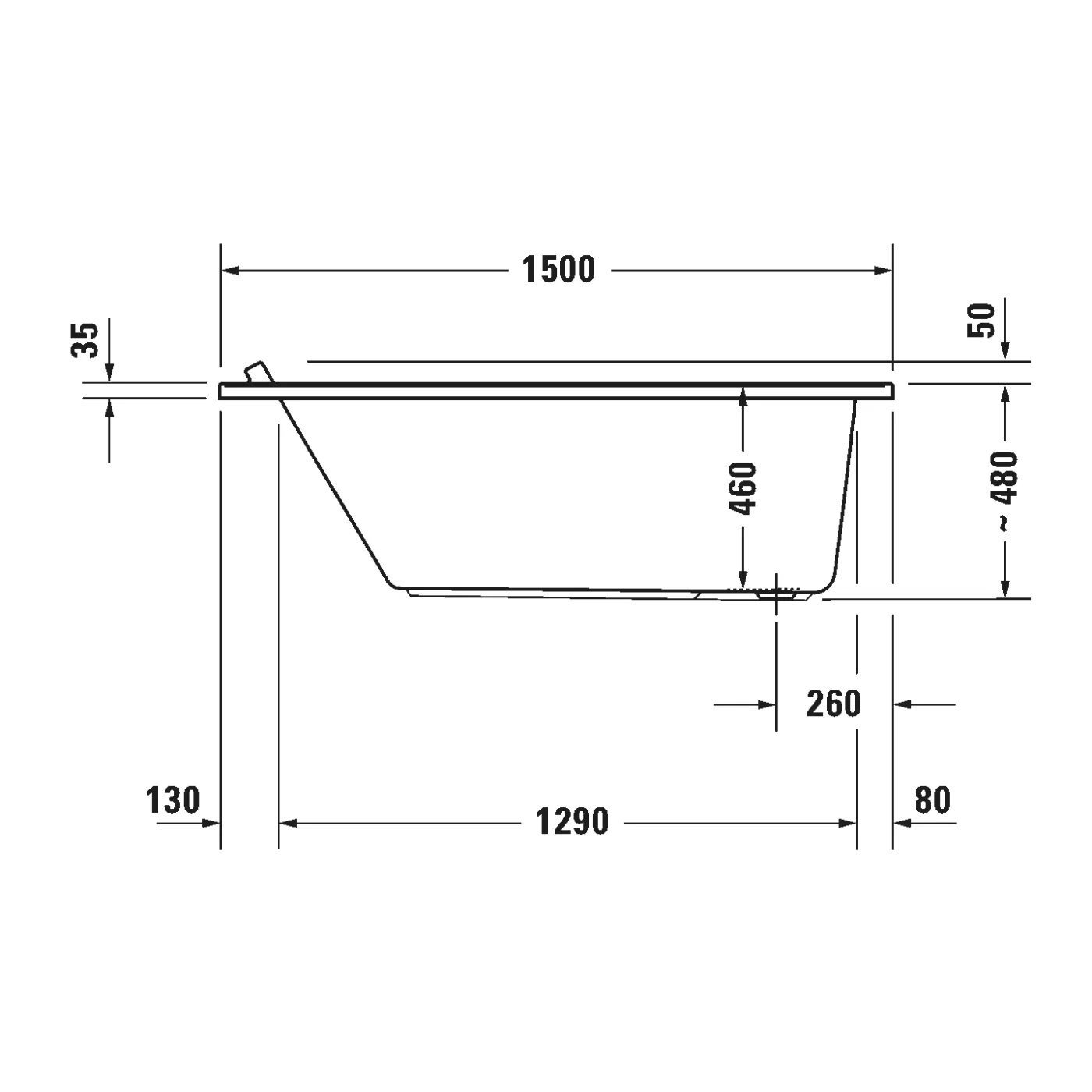 Bồn tắm xây 1500 x 750 mm - Starck Tubs