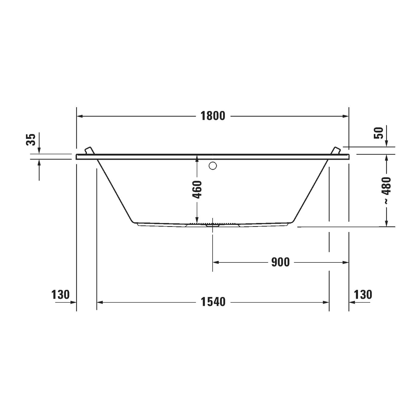 Bồn tắm xây 1800 x 900 mm - Starck Tubs