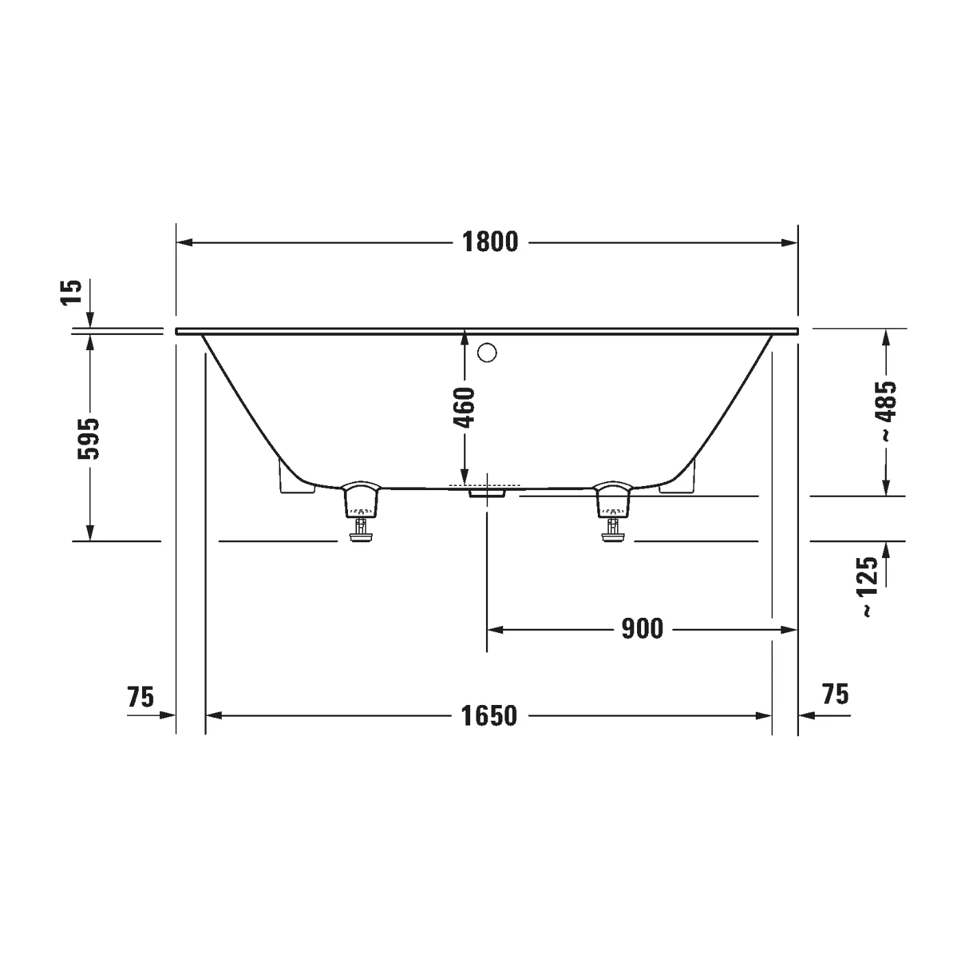 Bồn tắm xây 1800 x 800 mm - Vitrium