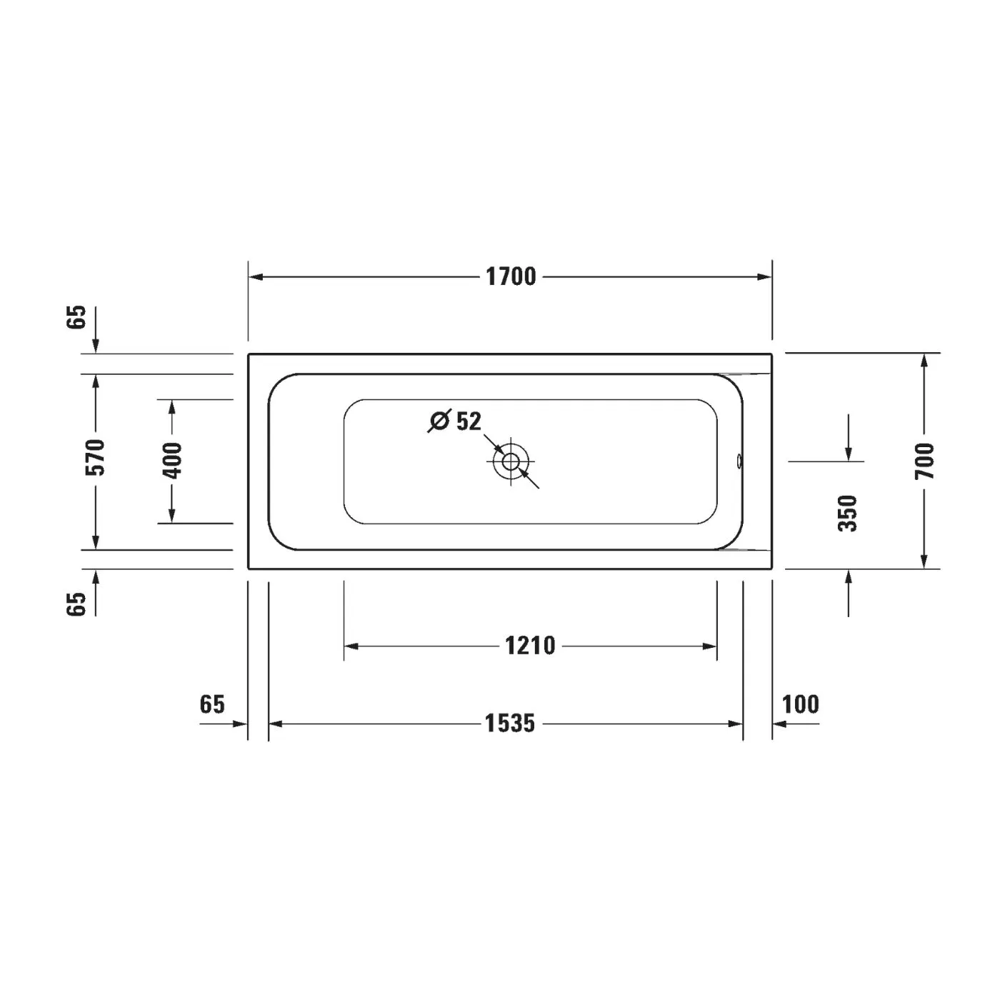 Bồn tắm dựa tường massage 1700x700mm-D-Code