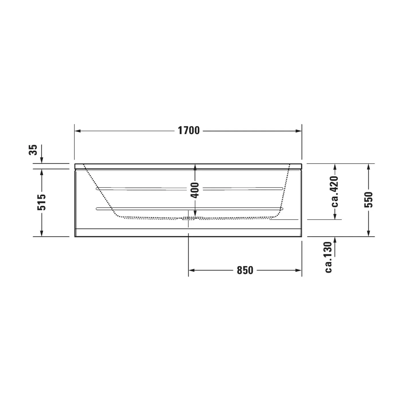 Bồn tắm dựa tường massage 1700x700mm-D-Code