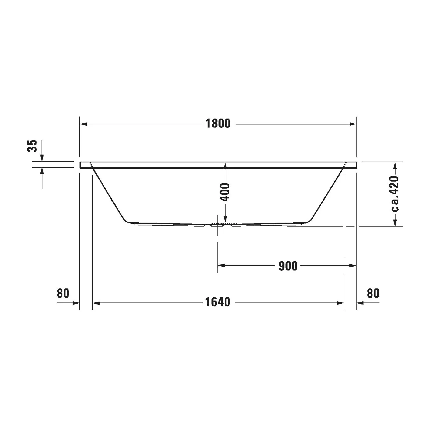 Bồn tắm dựa tường massage 1800x800mm-D-Code