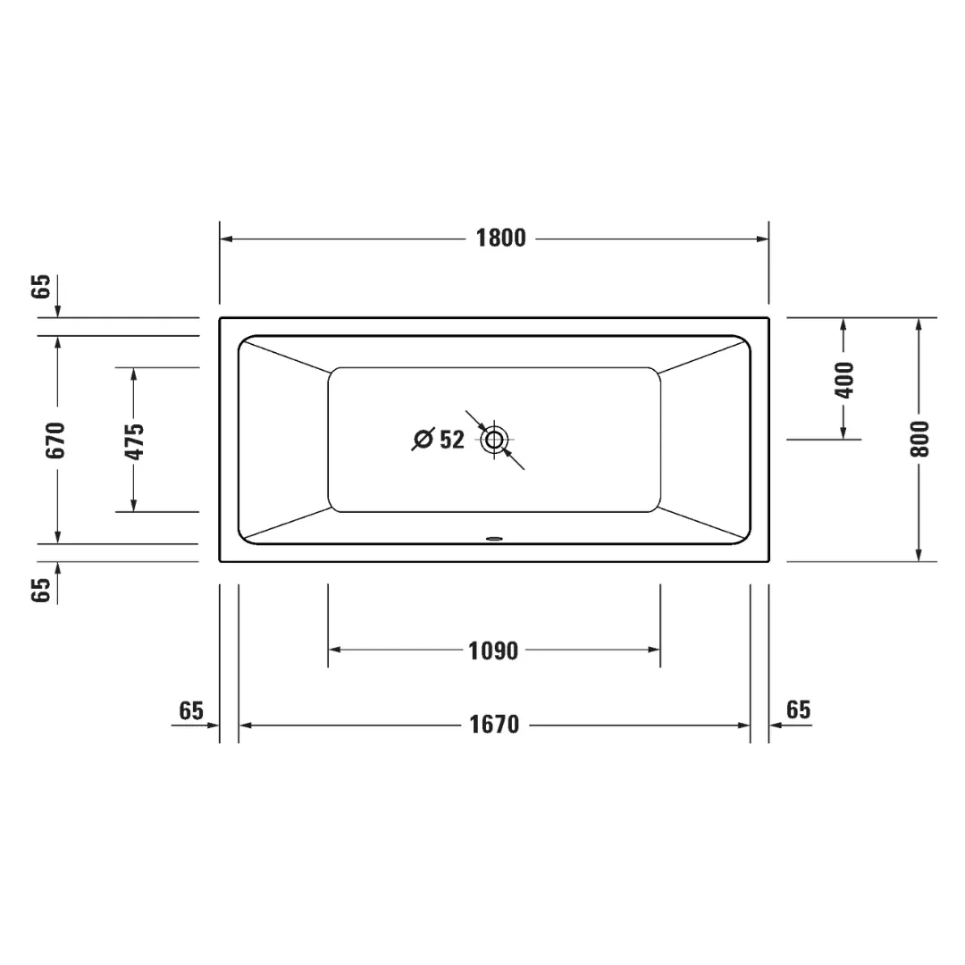 Bồn tắm xây 1800 x 800 mm - Duravit No.1