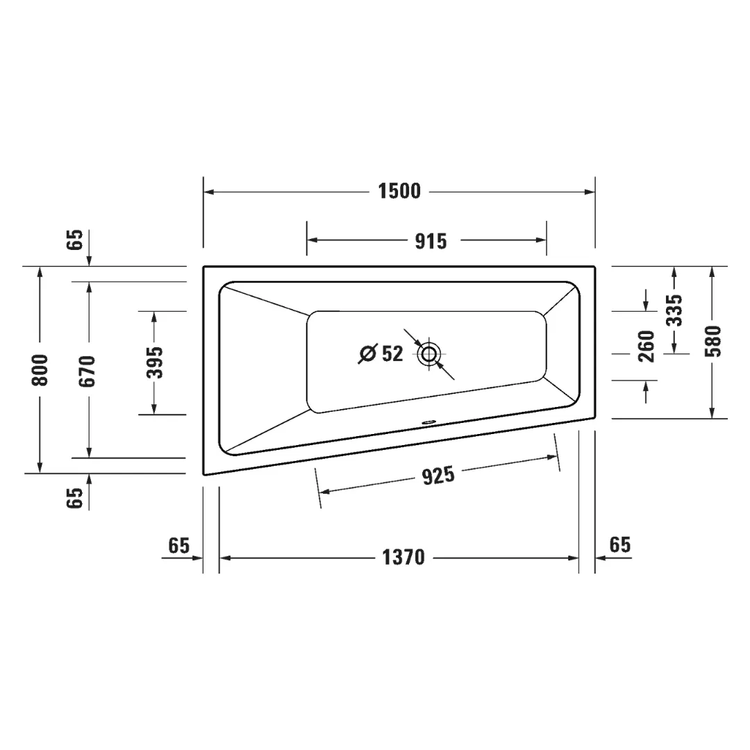 Bồn tắm xây 1500 x 800 mm - Duravit No.1