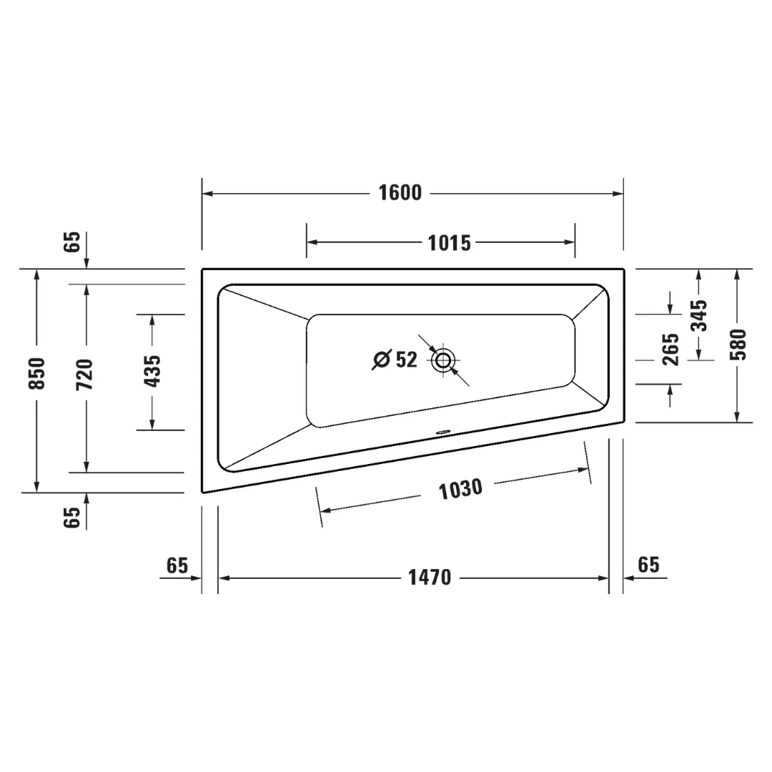 Bồn tắm xây massage sục khí 1600 x 850 mm - Duravit No.1