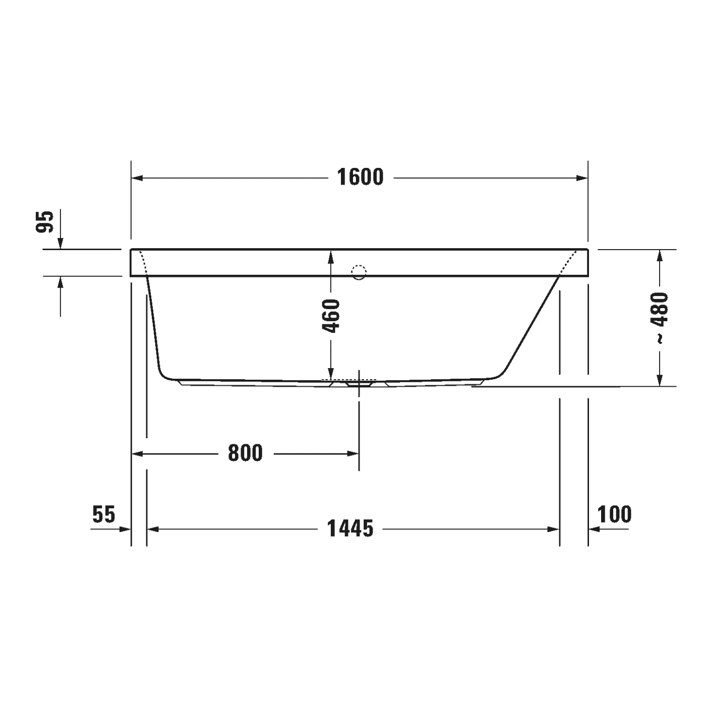 Bồn tắm xây 1600 x 700mm - Happy D.2