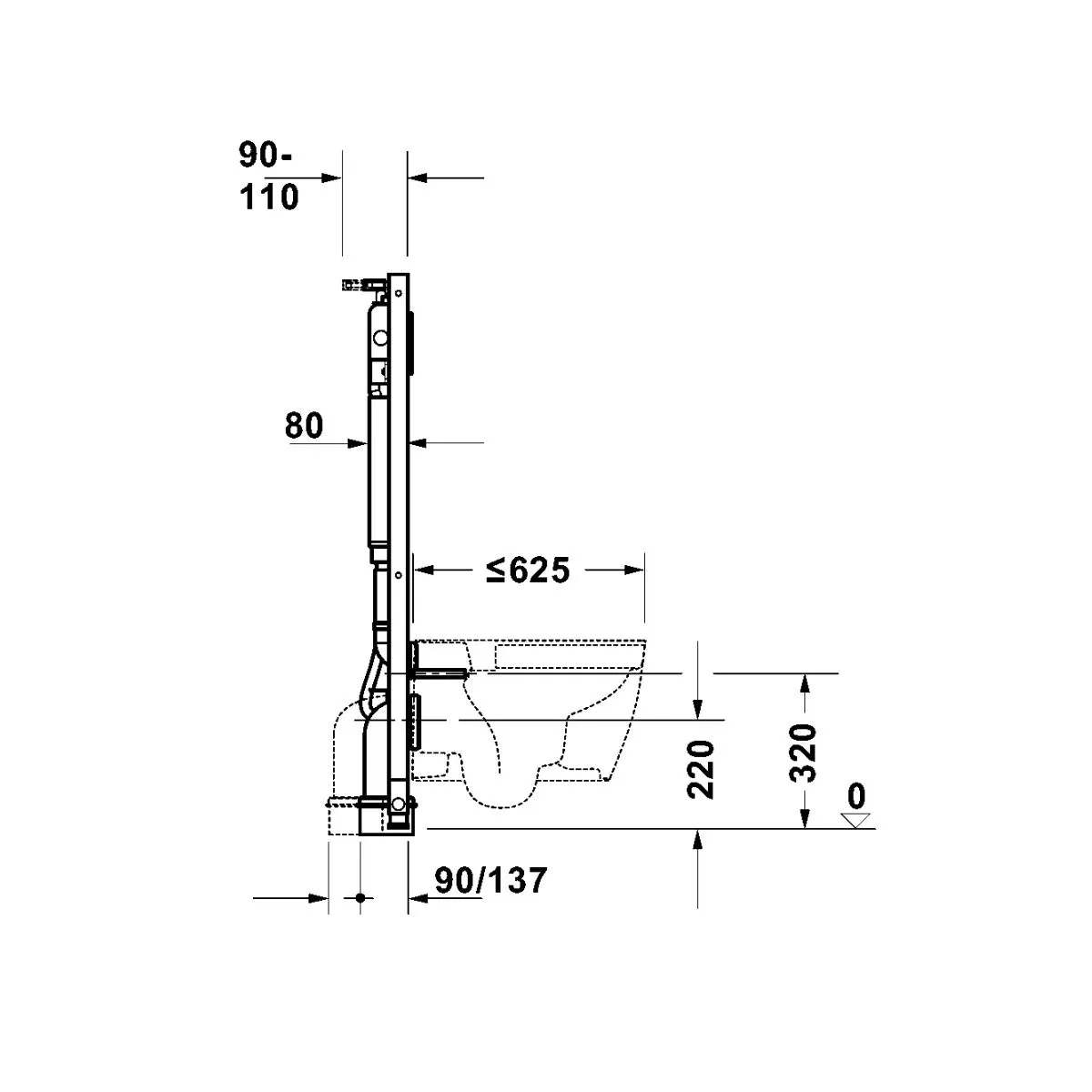 Két nước cao âm tường, xả 2 cấp, chống ngưng tụ, tự đứng - DURASYSTEM