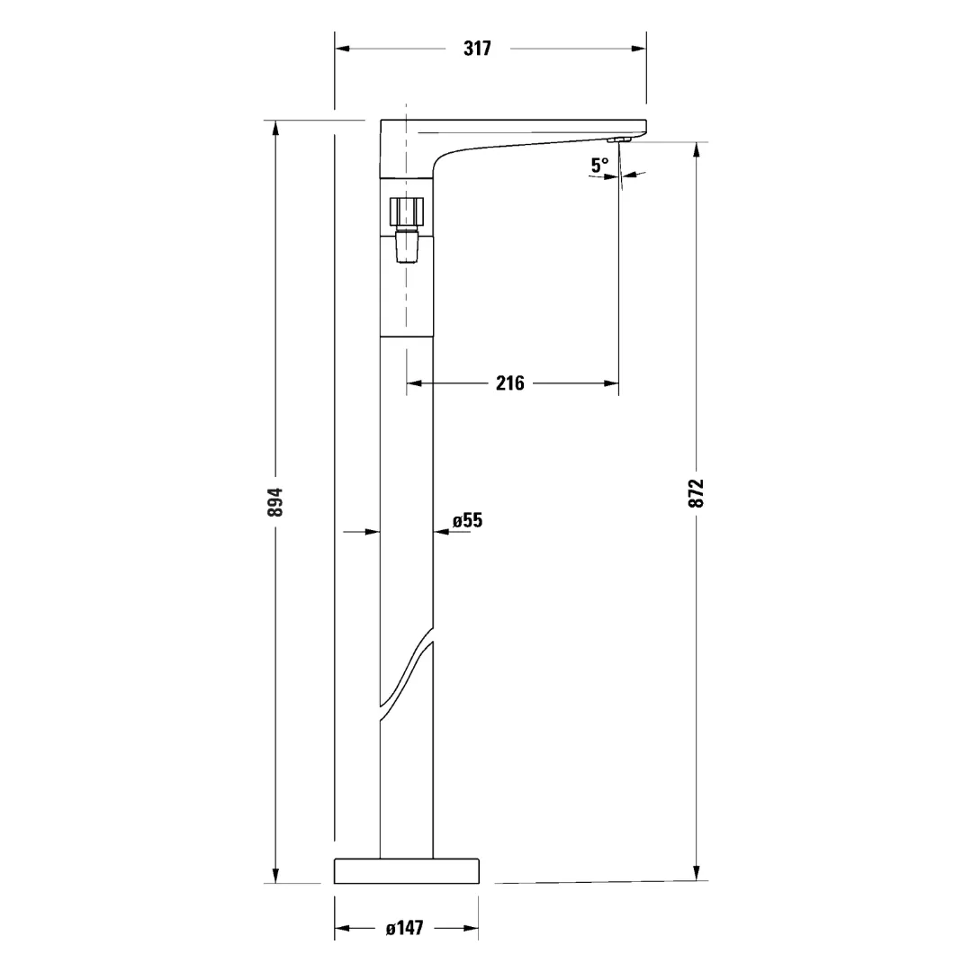 Vòi bồn tắm đứng 230x317x894mm - Tulum