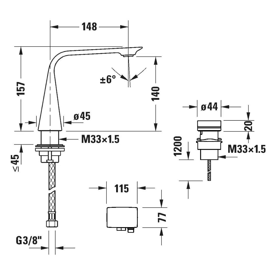 Vòi chậu điện tử 2 lỗ size M - D.1