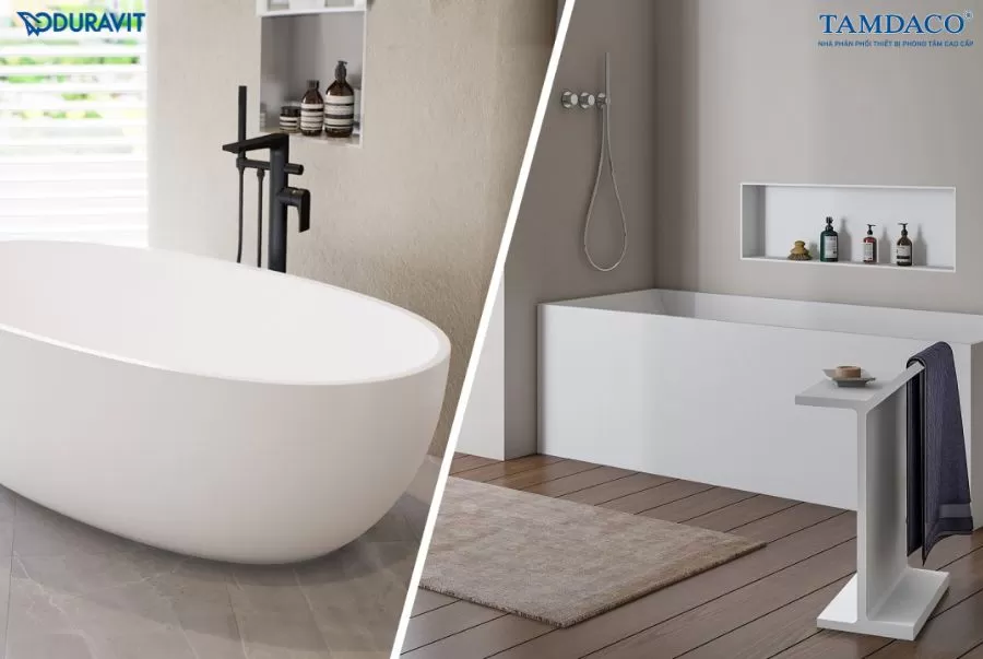 Lựa chọn bồn tắm độc lập và bồn tắm xây âm cho căn phòng tắm mơ ước